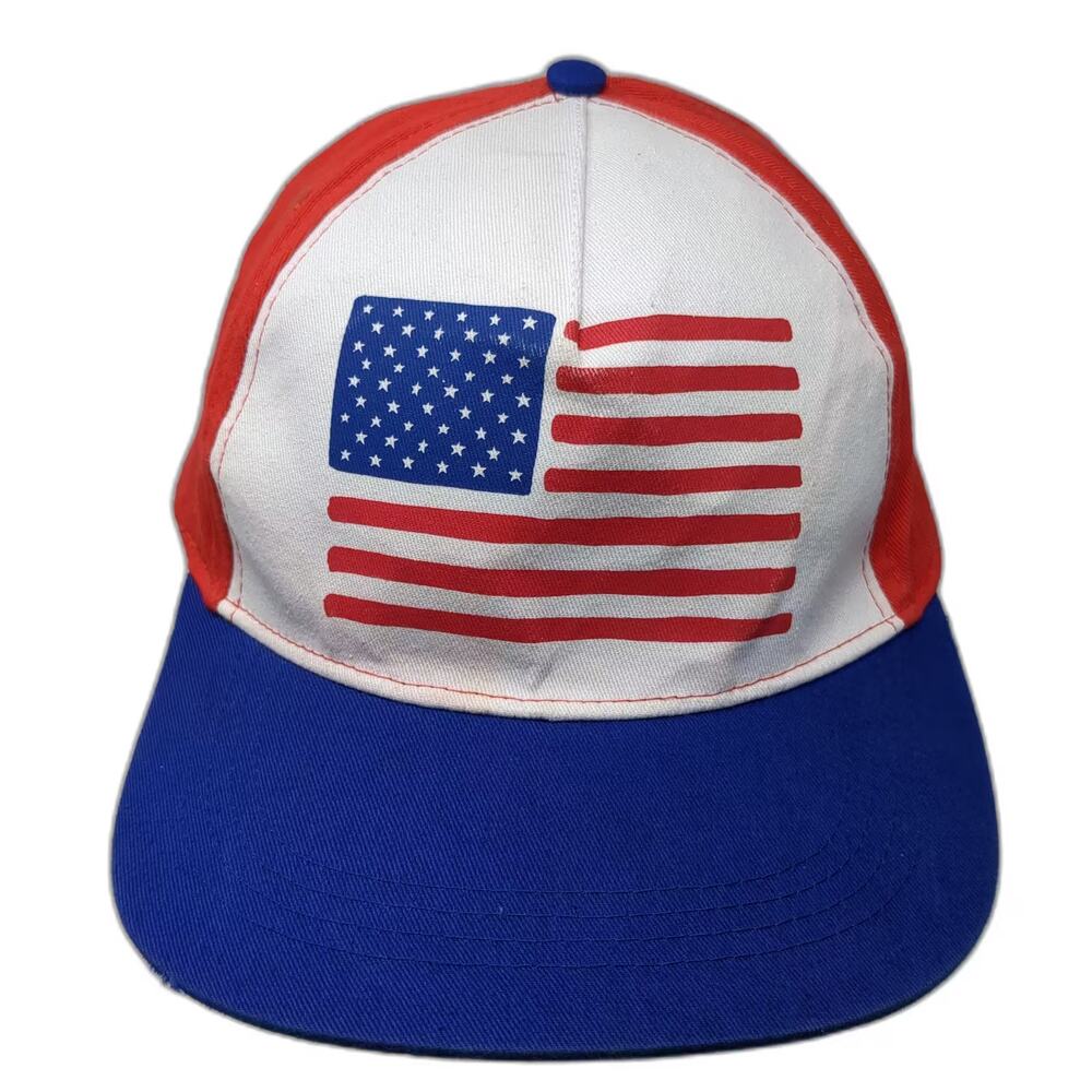 Gertex 5 Panel Hat American Flag Red Blue Adjustable Cotton Snapback One Size